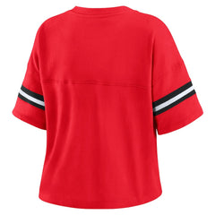 NBA - Chicago Bulls WEAR by Erin Andrews Women's Plus Size Color Block Boxy V-Neck T-Shirt - Red
