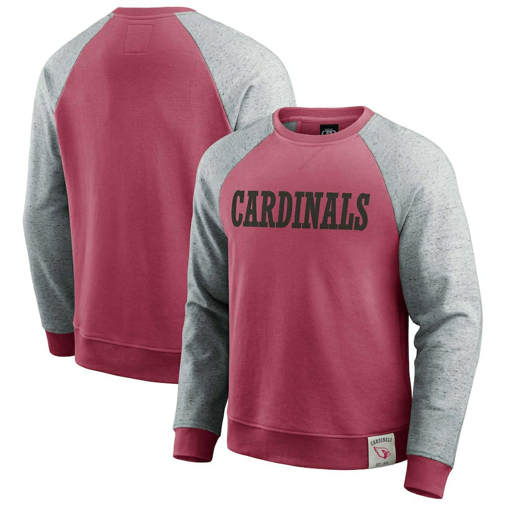 Arizona Cardinals Darius Rucker Collection Colorblock Pullover Sweatshirt Cardinal/Heather Gray - Fanatics