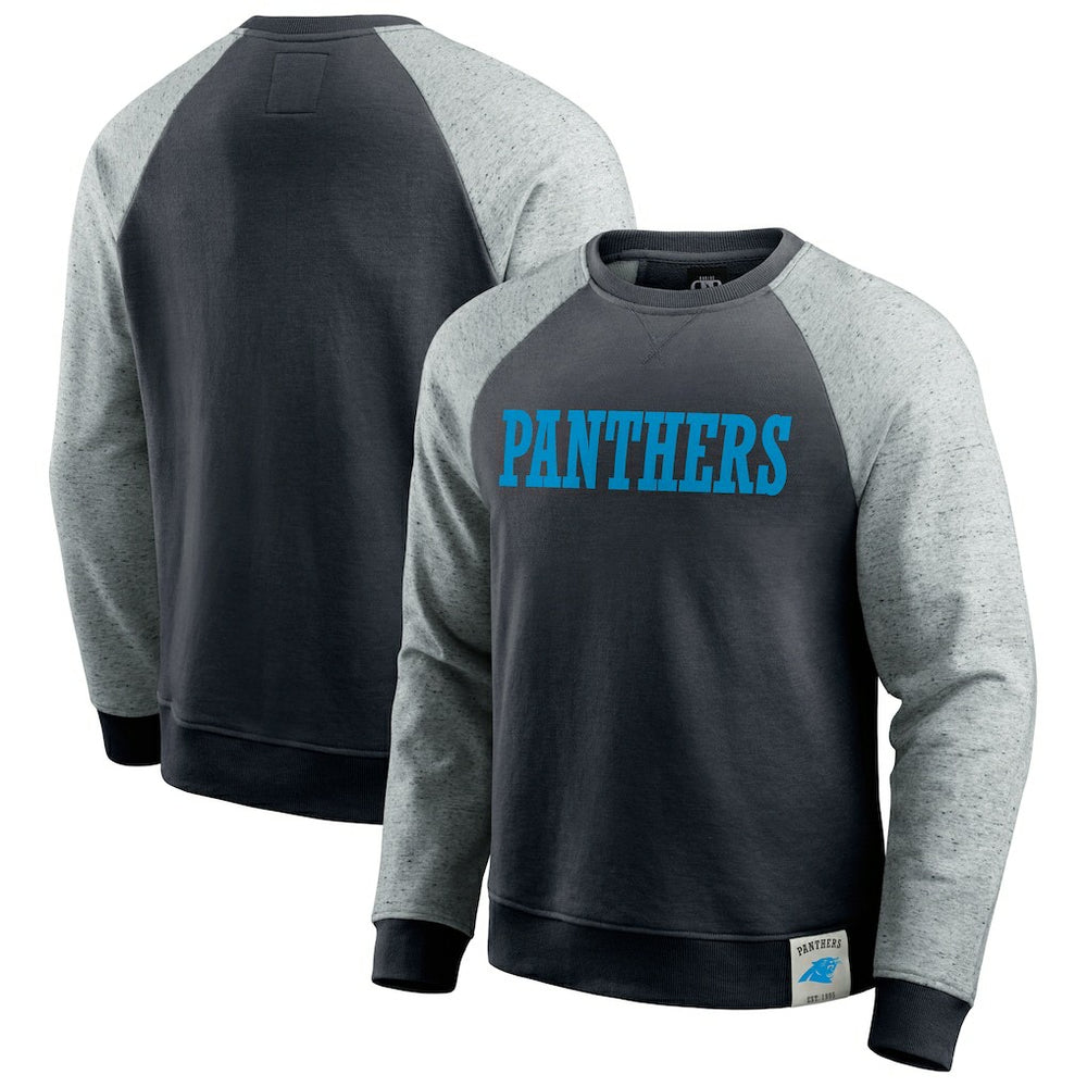 Carolina Panthers Darius Rucker Collection Colorblock Pullover Sweatshirt Black/Heather Gray - Fanatics