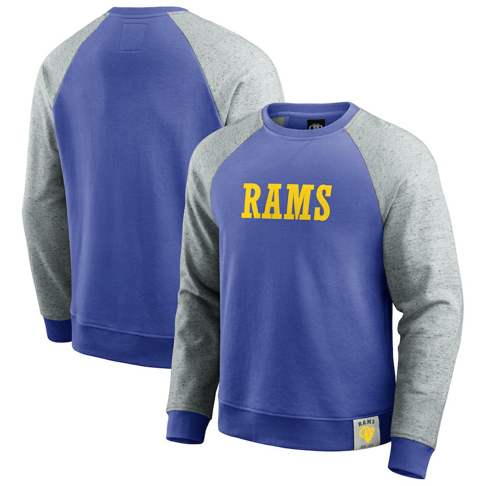 Los Angeles Rams Darius Rucker Collection Colorblock Pullover Sweatshirt Royal/Heather Gray - Fanatics