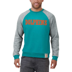 Miami Dolphins Darius Rucker Collection Colorblock Pullover Sweatshirt Aqua/Heather Gray - Fanatics