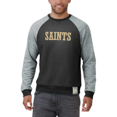New Orleans Saints Darius Rucker Collection Colorblock Pullover Sweatshirt Black/Heather Gray - Fanatics