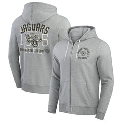 Jacksonville Jaguars Darius Rucker Collection Vintage Stripe Full-Zip Hoodie Heather Gray - Fanatics