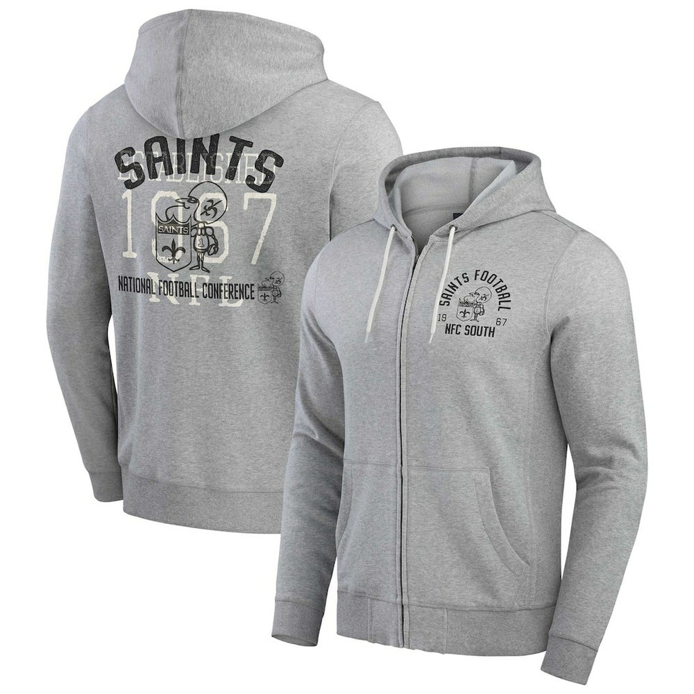 New Orleans Saints Darius Rucker Collection Vintage Stripe Full-Zip Hoodie Heather Gray - Fanatics