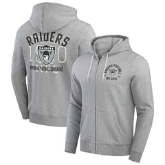 Las Vegas Raiders Darius Rucker Collection Vintage Stripe Full-Zip Hoodie Heather Gray - Fanatics