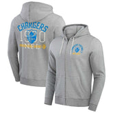 Los Angeles Chargers Darius Rucker Collection Vintage Stripe Full-Zip Hoodie Heather Gray - Fanatics