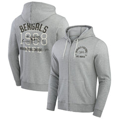 Cincinnati Bengals Darius Rucker Collection Vintage Stripe Full-Zip Hoodie Heather Gray - Fanatics