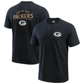 Green Bay Packers Darius Rucker Collection Washed Henley T-Shirt Black - Fanatics
