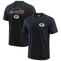 Green Bay Packers Darius Rucker Collection Washed Henley T-Shirt Black - Fanatics