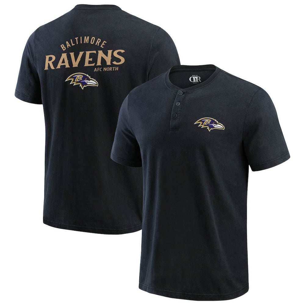 Baltimore Ravens Darius Rucker Collection Washed Henley T-Shirt Black - Fanatics