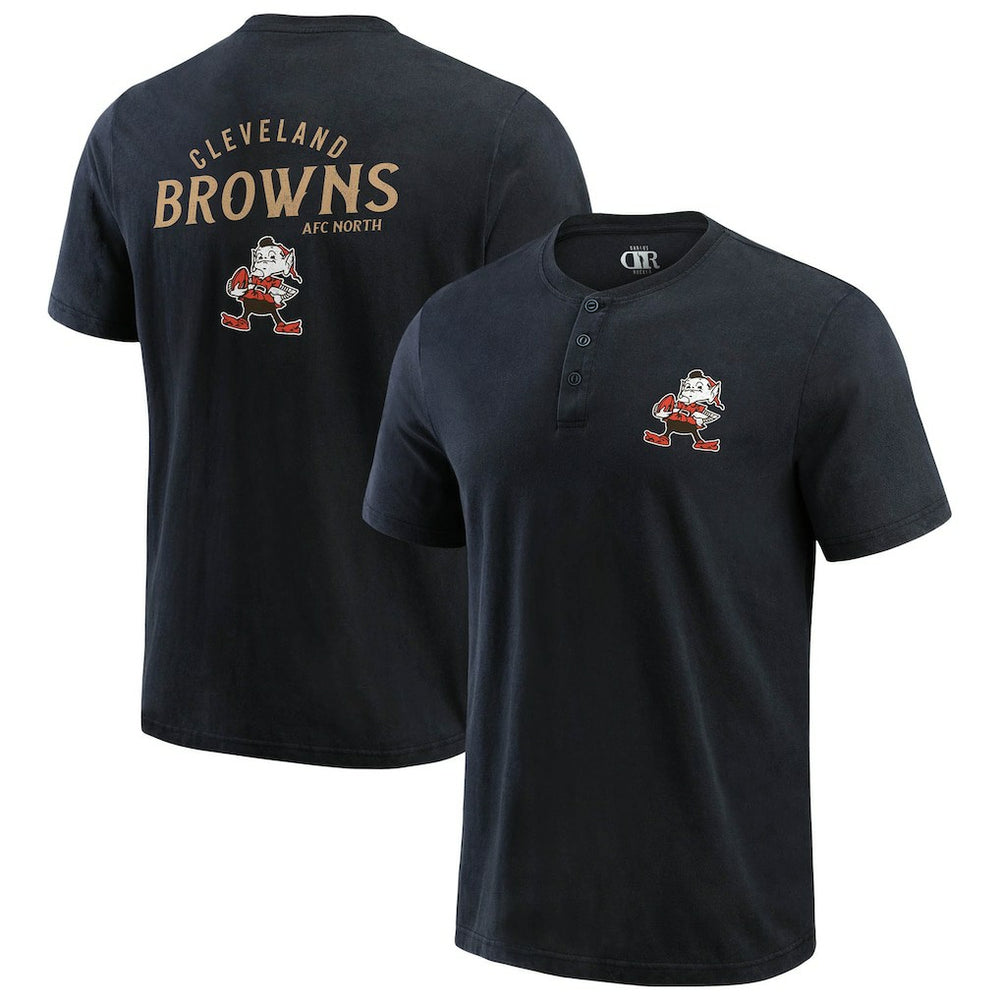 Cleveland Browns Darius Rucker Collection Washed Henley T-Shirt Black - Fanatics