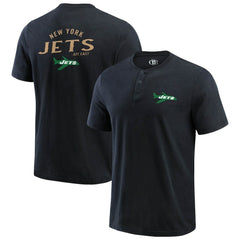 New York Jets Darius Rucker Collection Washed Henley T-Shirt Black - Fanatics