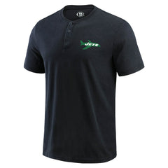 New York Jets Darius Rucker Collection Washed Henley T-Shirt Black - Fanatics
