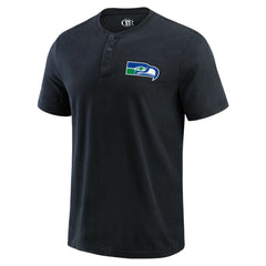 Seattle Seahawks Darius Rucker Collection Washed Henley T-Shirt Black - Fanatics