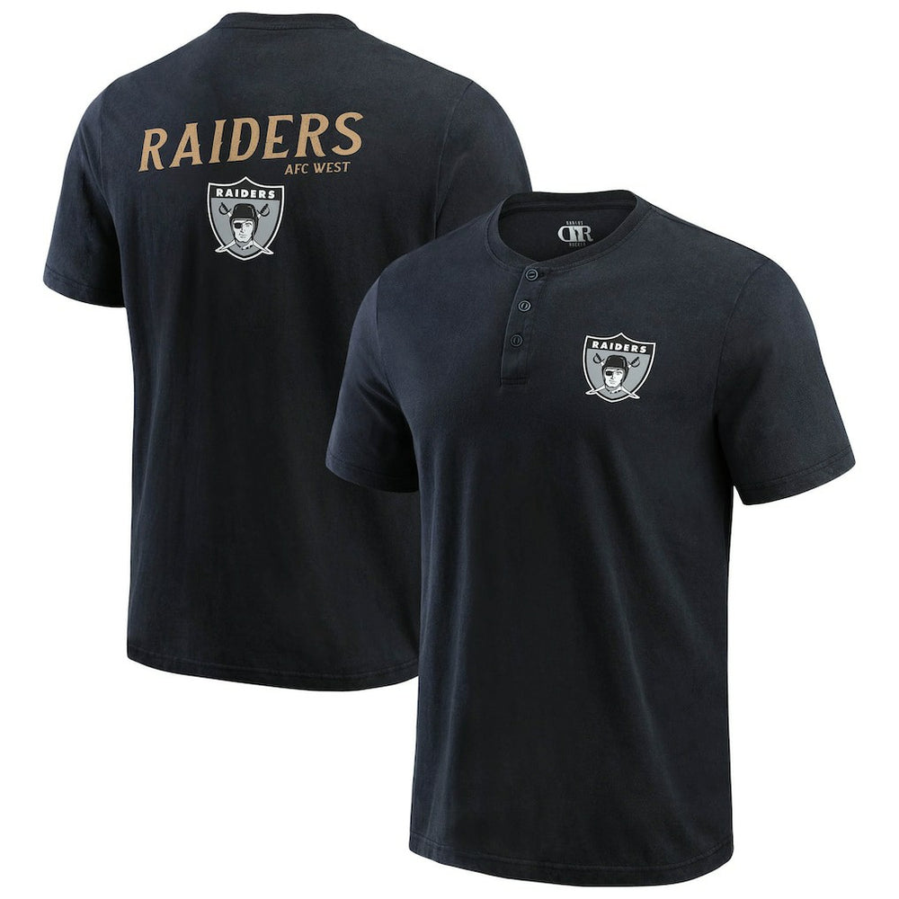 Las Vegas Raiders Darius Rucker Collection Washed Henley T-Shirt Black - Fanatics