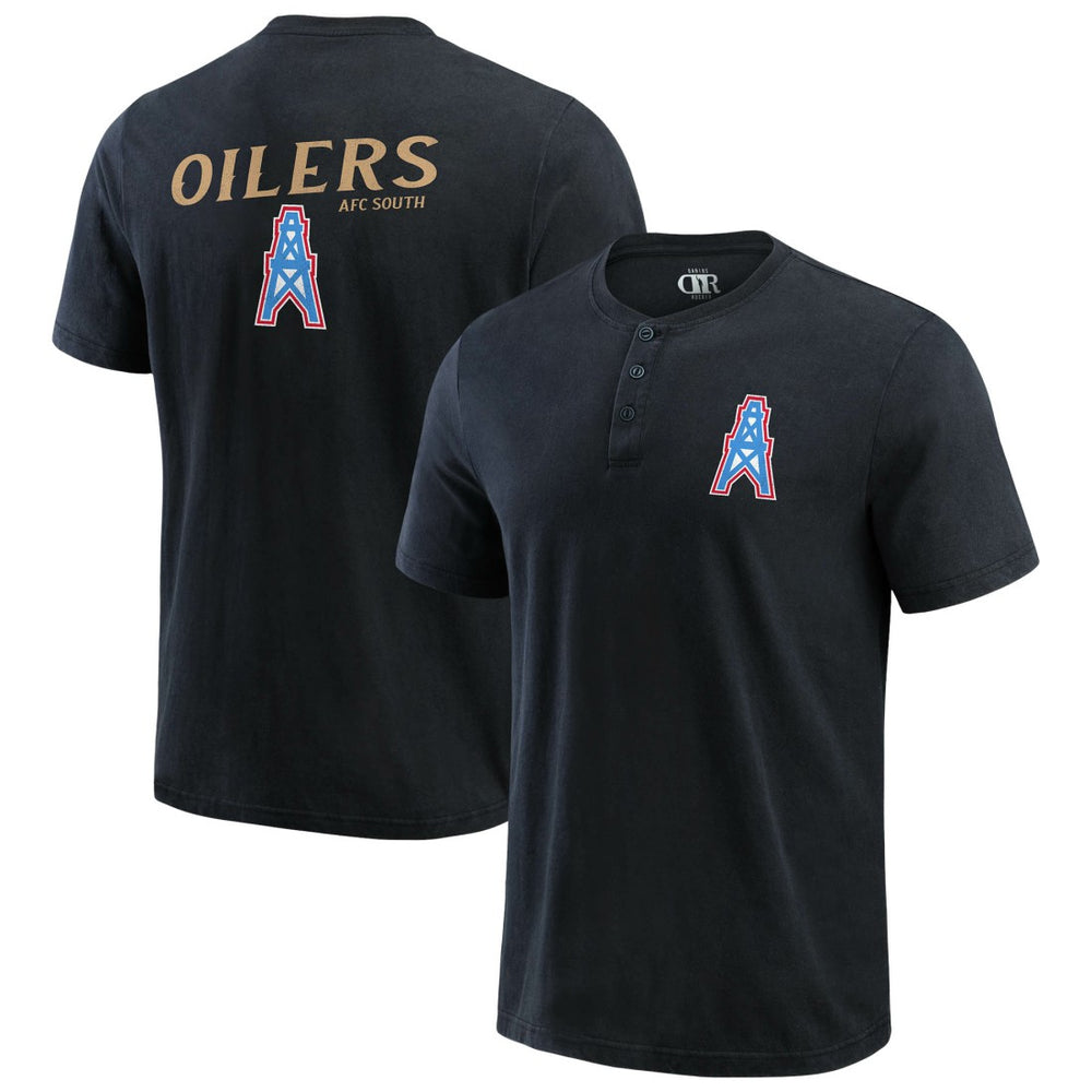 Tennessee Titans Darius Rucker Collection Washed Henley T-Shirt Black - Fanatics