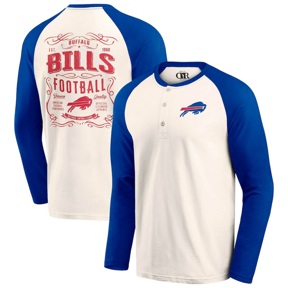 Buffalo Bills Darius Rucker Collection Raglan Henley T-Shirt Cream/Royal - Fanatics