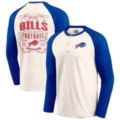 Buffalo Bills Darius Rucker Collection Raglan Henley T-Shirt Cream/Royal - Fanatics