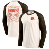 Cleveland Browns Darius Rucker Collection Raglan Henley T-Shirt Cream/Brown - Fanatics