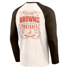 Cleveland Browns Darius Rucker Collection Raglan Henley T-Shirt Cream/Brown - Fanatics
