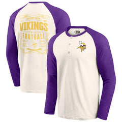 Minnesota Vikings Darius Rucker Collection Raglan Henley T-Shirt Cream/Purple - Fanatics