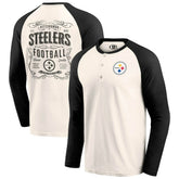 Pittsburgh Steelers Darius Rucker Collection Raglan Henley T-Shirt Cream/Black - Fanatics
