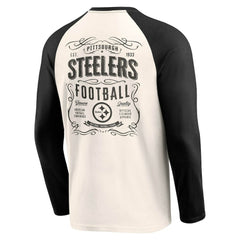 Pittsburgh Steelers Darius Rucker Collection Raglan Henley T-Shirt Cream/Black - Fanatics