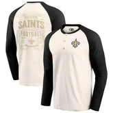 New Orleans Saints Darius Rucker Collection Raglan Henley T-Shirt Cream/Black - Fanatics
