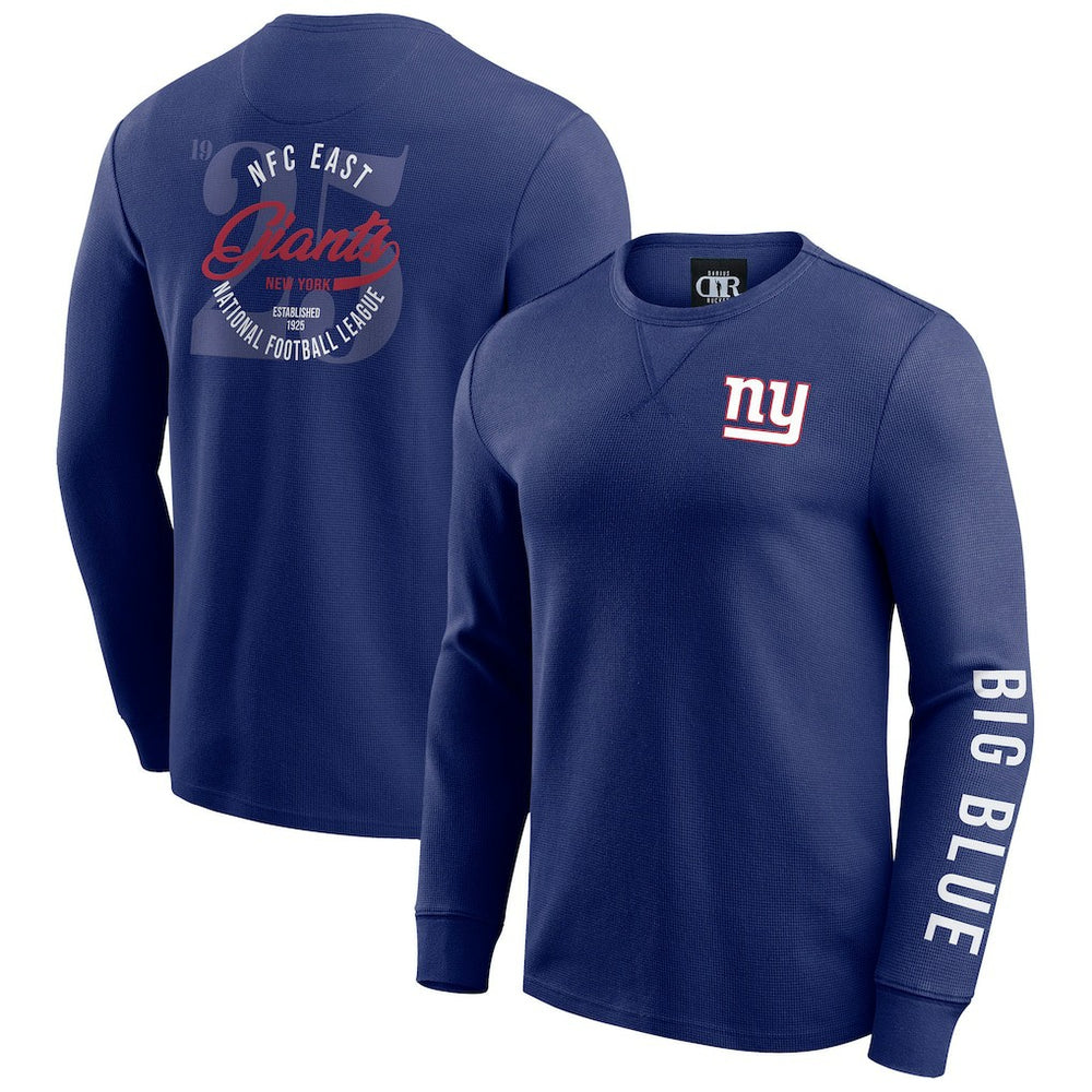 New York Giants Darius Rucker Collection Washed Waffle-Knit Long Sleeve T-Shirt Royal - Fanatics