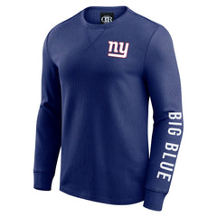 New York Giants Darius Rucker Collection Washed Waffle-Knit Long Sleeve T-Shirt Royal - Fanatics