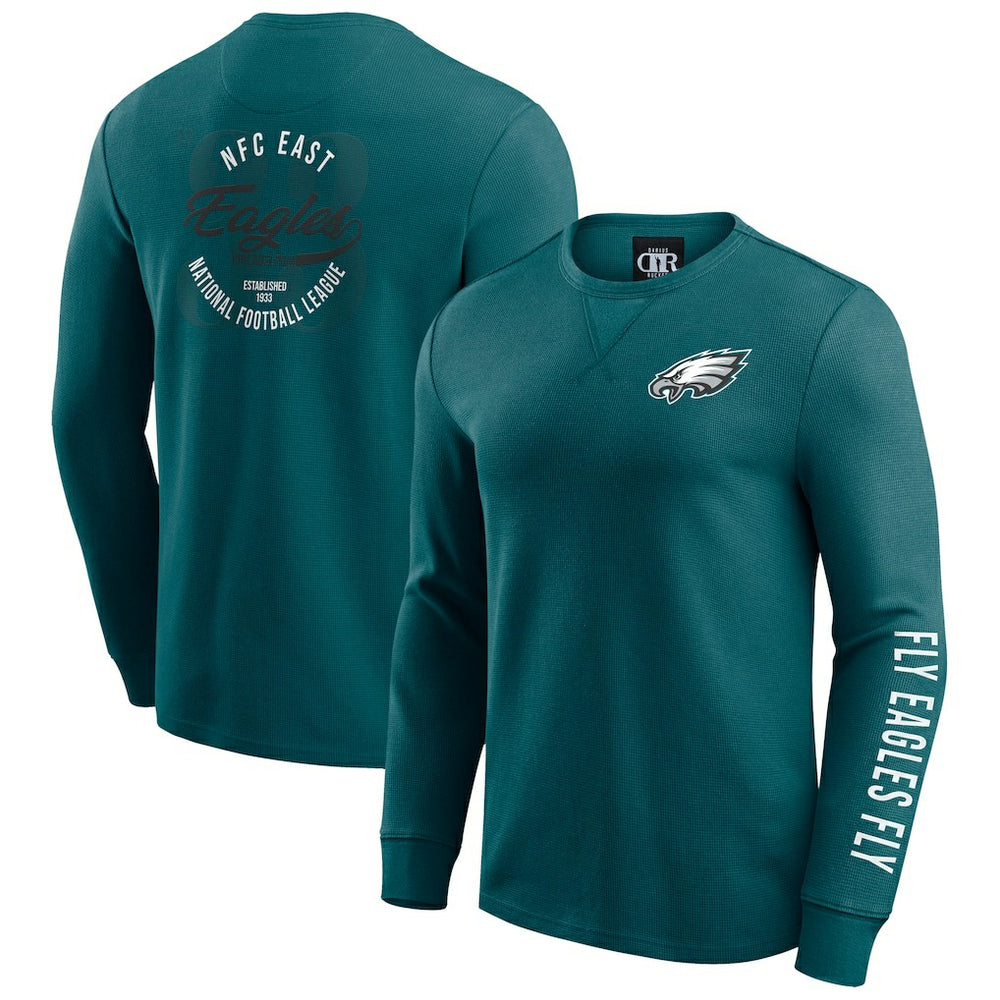 Philadelphia Eagles Darius Rucker Collection Washed Waffle-Knit Long Sleeve T-Shirt Kelly Green - Fanatics