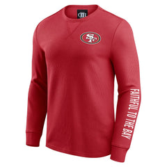 San Francisco 49ers Darius Rucker Collection Washed Waffle-Knit Long Sleeve T-Shirt Scarlet - Fanatics