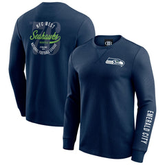 Seattle Seahawks Darius Rucker Collection Washed Waffle-Knit Long Sleeve T-Shirt College Navy - Fanatics