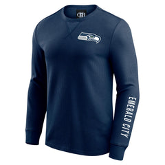 Seattle Seahawks Darius Rucker Collection Washed Waffle-Knit Long Sleeve T-Shirt College Navy - Fanatics