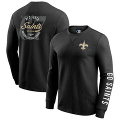 New Orleans Saints Darius Rucker Collection Washed Waffle-Knit Long Sleeve T-Shirt Black - Fanatics