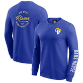 Los Angeles Rams Darius Rucker Collection Washed Waffle-Knit Long Sleeve T-Shirt Royal - Fanatics