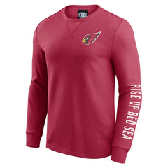 Arizona Cardinals Darius Rucker Collection Washed Waffle-Knit Long Sleeve T-Shirt Red - Fanatics