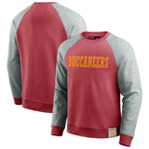 Tampa Bay Buccaneers Darius Rucker Collection Throwback Color Block Raglan Pullover Sweatshirt Red/Heather Gray - Fanatics