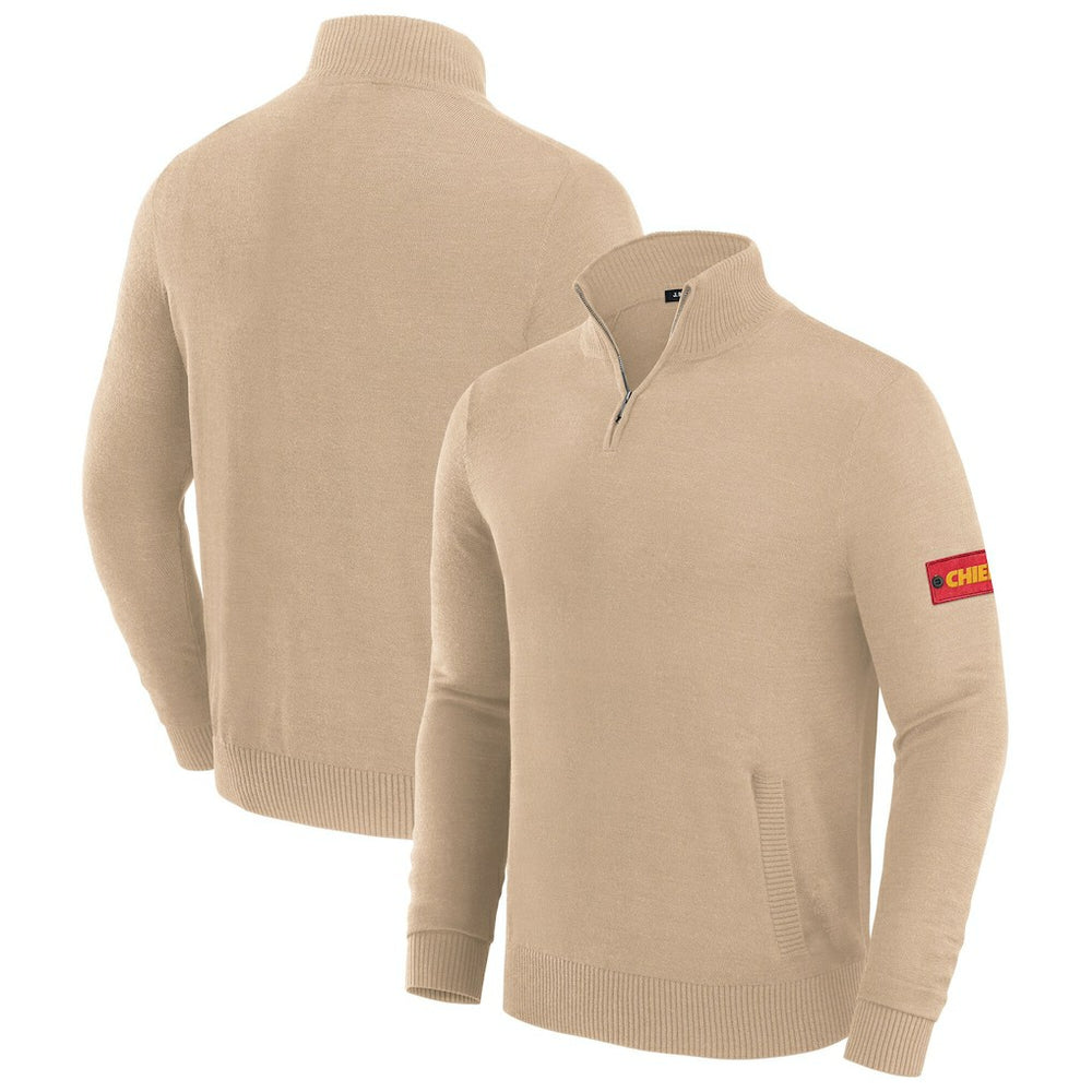 Kansas City Chiefs J. Palmer Franchise Quarter-Zip Sweater Tan - NFL