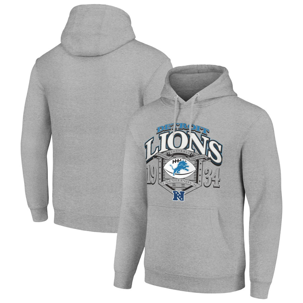 Detroit Lions Starter 80s Retro Pullover Hoodie Heather Gray - NFL
