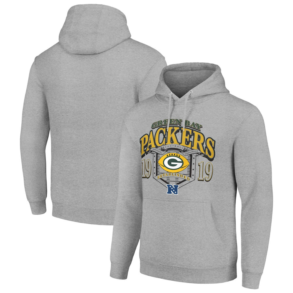 Green Bay Packers Starter 80s Retro Pullover Hoodie Heather Gray - NFL