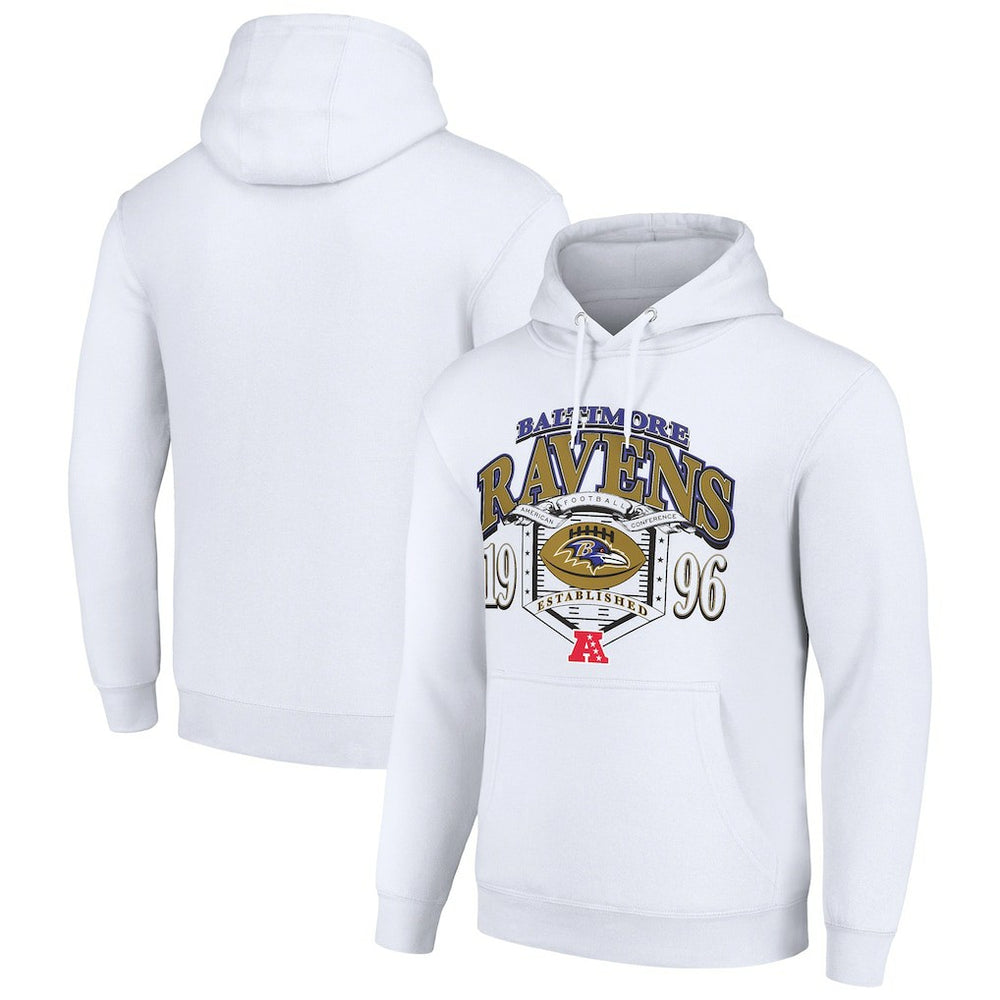 Baltimore Ravens Starter 80s Retro Pullover Hoodie White - NFL