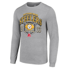 Pittsburgh Steelers Starter Retro Long Sleeve Graphic T-Shirt Heather Gray - NFL