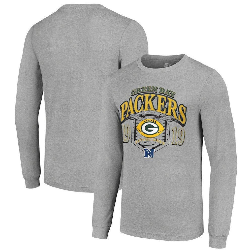 Green Bay Packers Starter Retro Long Sleeve Graphic T-Shirt Heather Gray - NFL