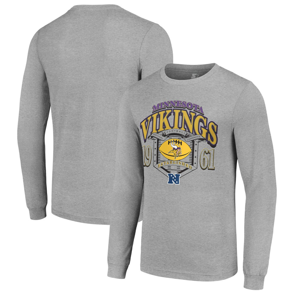 Minnesota Vikings Starter Retro Long Sleeve Graphic T-Shirt Heather Gray - NFL