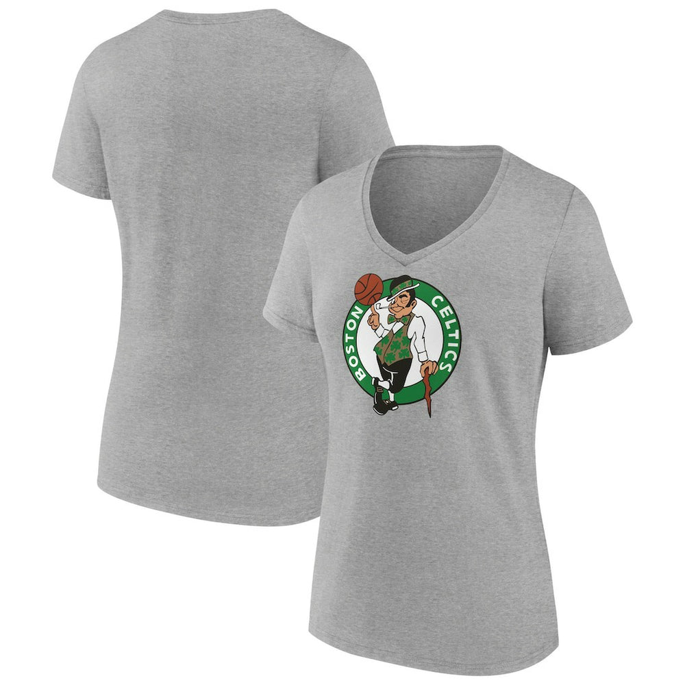 NBA - Boston Celtics Women's Primary Logo V-Neck T-Shirt - Gray