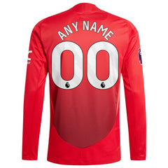 Adidas Manchester United 2024/25 Home Custom Long Sleeve Jerseys - Red
