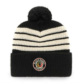Chicago Blackhawks '47 Old Time Hockey Barn Cuffed Knit Hat with Pom Black