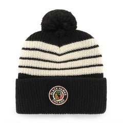 Chicago Blackhawks '47 Old Time Hockey Barn Cuffed Knit Hat with Pom Black
