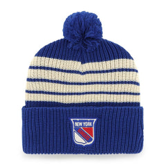 New York Rangers '47 Old Time Hockey Barn Cuffed Knit Hat with Pom Blue